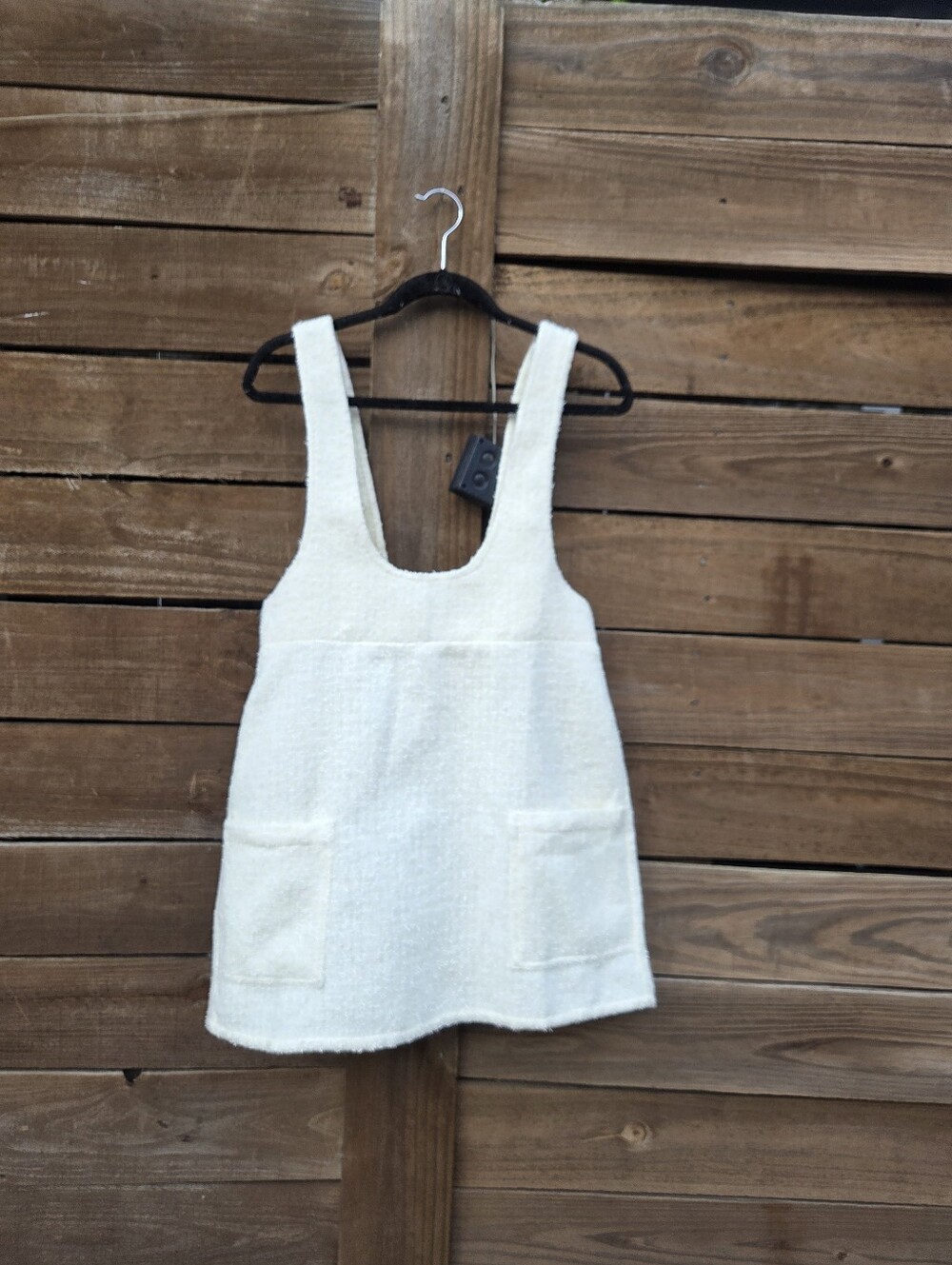 STORIA Cream Tweed Pinafore Dress with Front Pockets